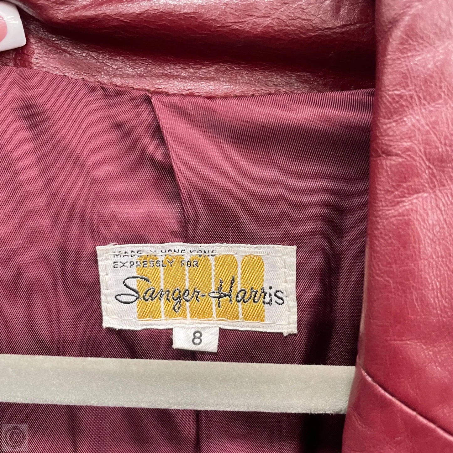 Jacket Leather By Clothes Mentor In Maroon, Size: 8