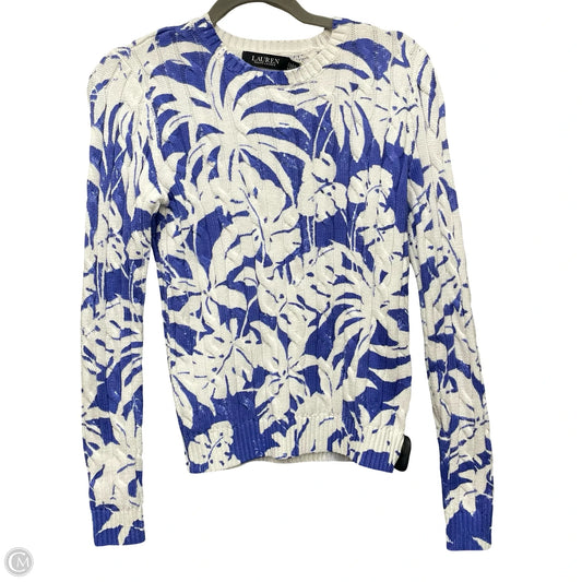 Sweater By Lauren By Ralph Lauren In Blue & White, Size: Xs