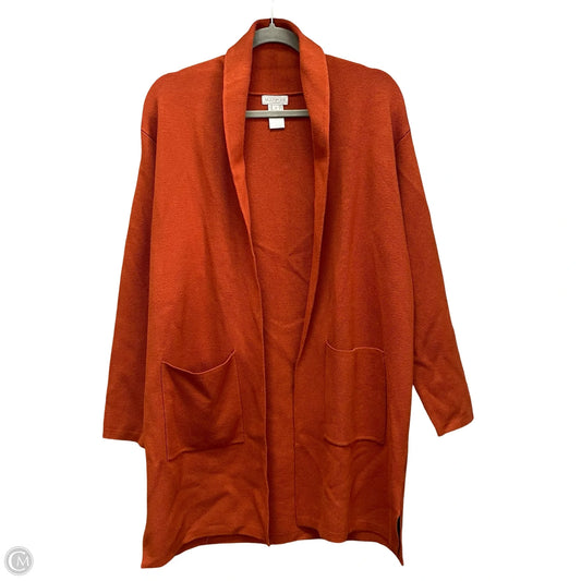 Sweater Cardigan By Multiples In Orange, Size: M
