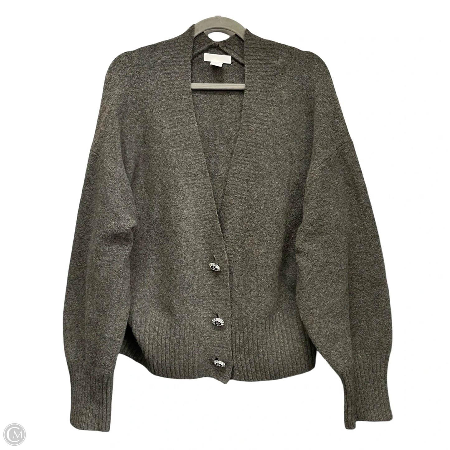 Sweater Cardigan By H&m In Grey, Size: L