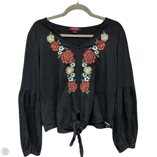 Top Long Sleeve By Rock & Roll In Black, Size: Xl