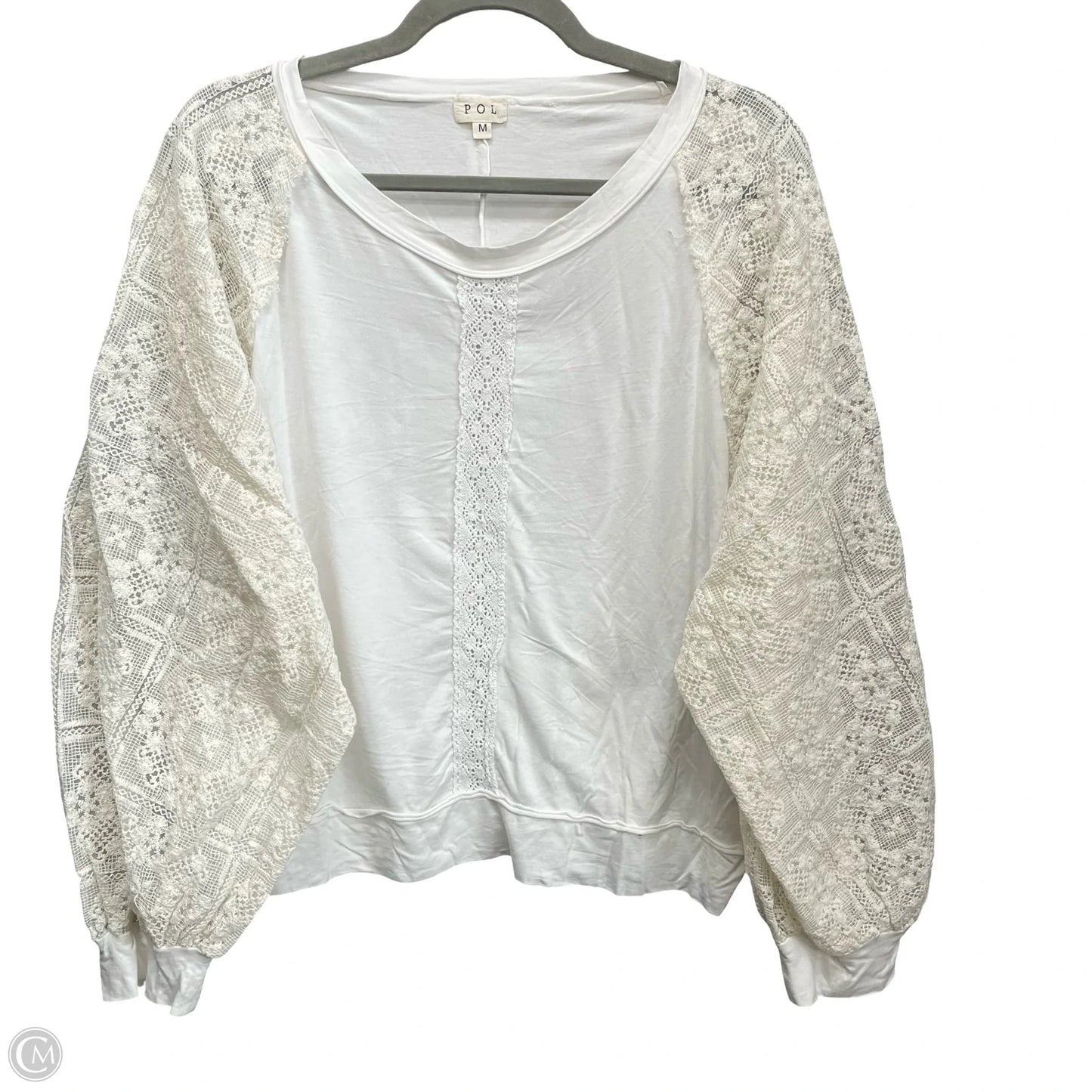 Top Long Sleeve By Pol In White, Size: M