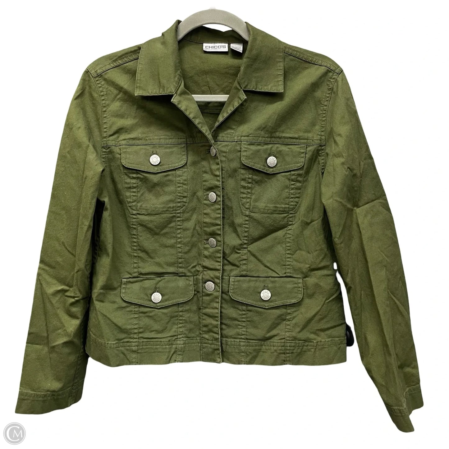 Jacket Shirt By Chicos In Green, Size: S