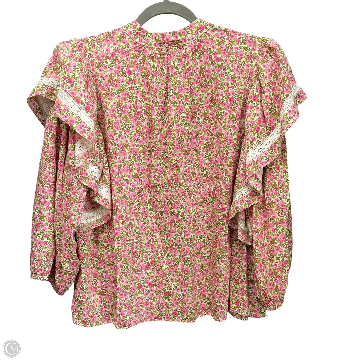 Top Long Sleeve By Who What Wear In Green & Pink, Size: Xxl
