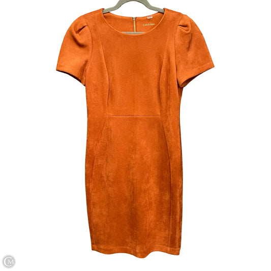 Dress Casual Midi By Calvin Klein In Orange, Size: 10