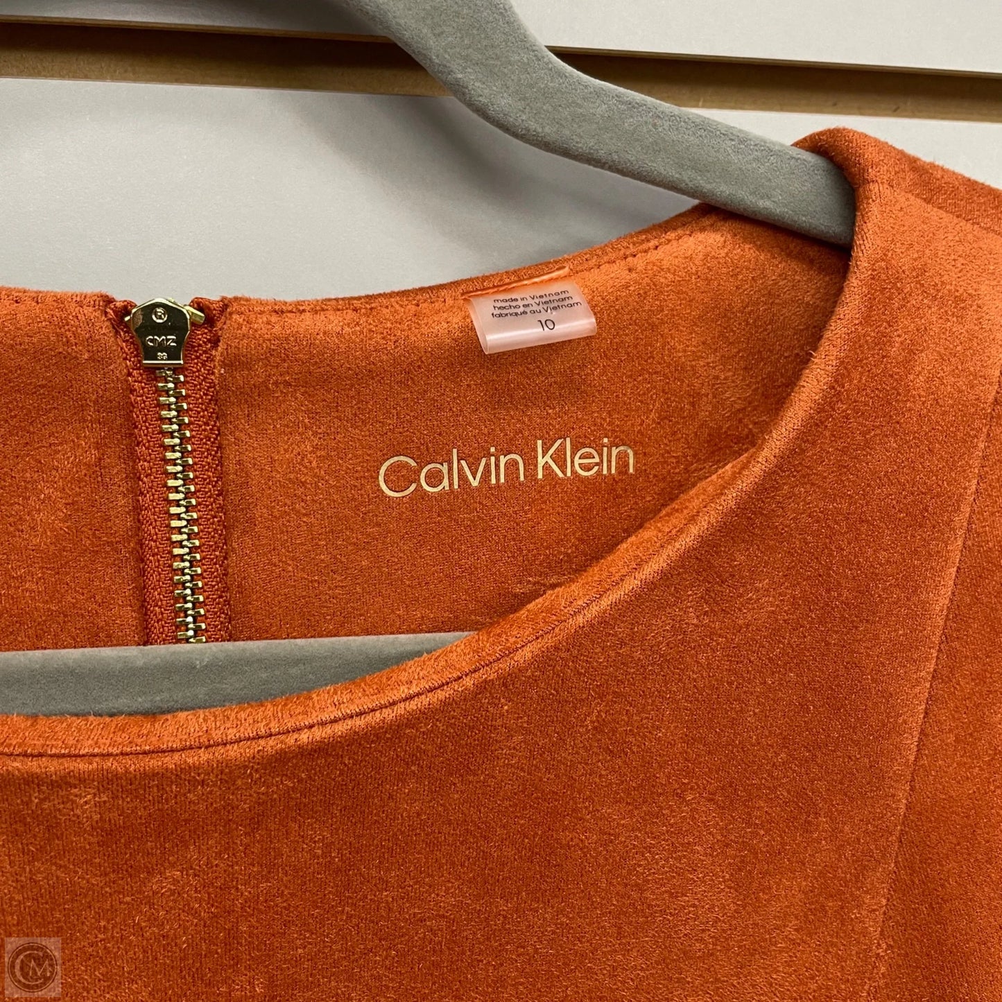 Dress Casual Midi By Calvin Klein In Orange, Size: 10