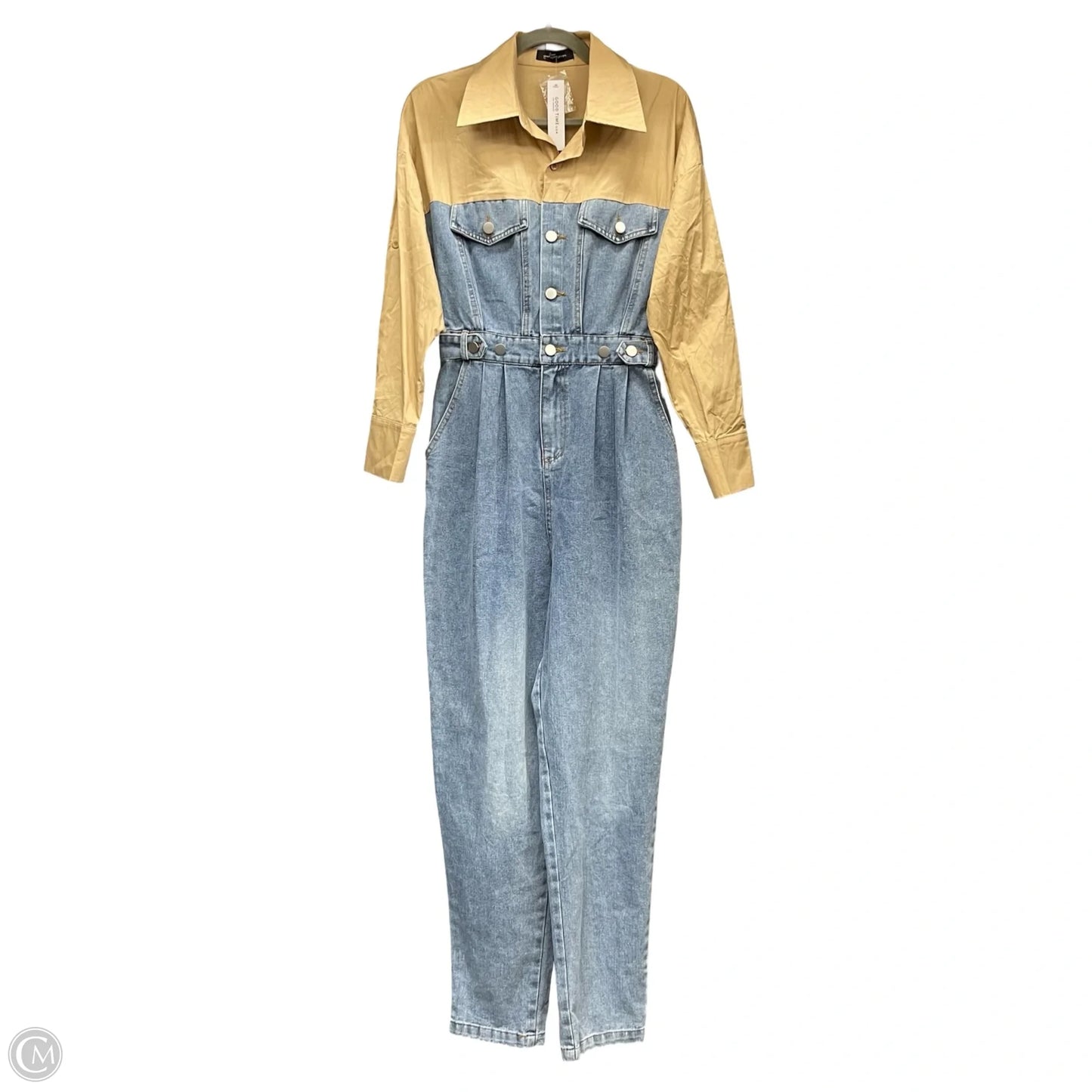 Jumpsuit By Clothes Mentor In Blue & Cream, Size: M