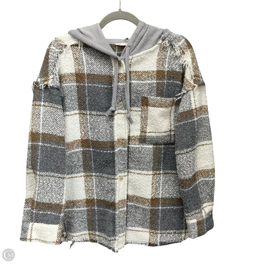 Jacket Shirt By New In In Grey & White, Size: S