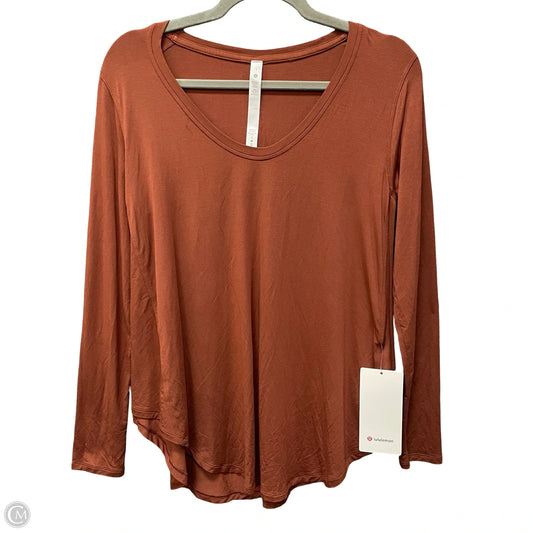Athletic Top Long Sleeve Crewneck By Lululemon In Orange, Size: 4