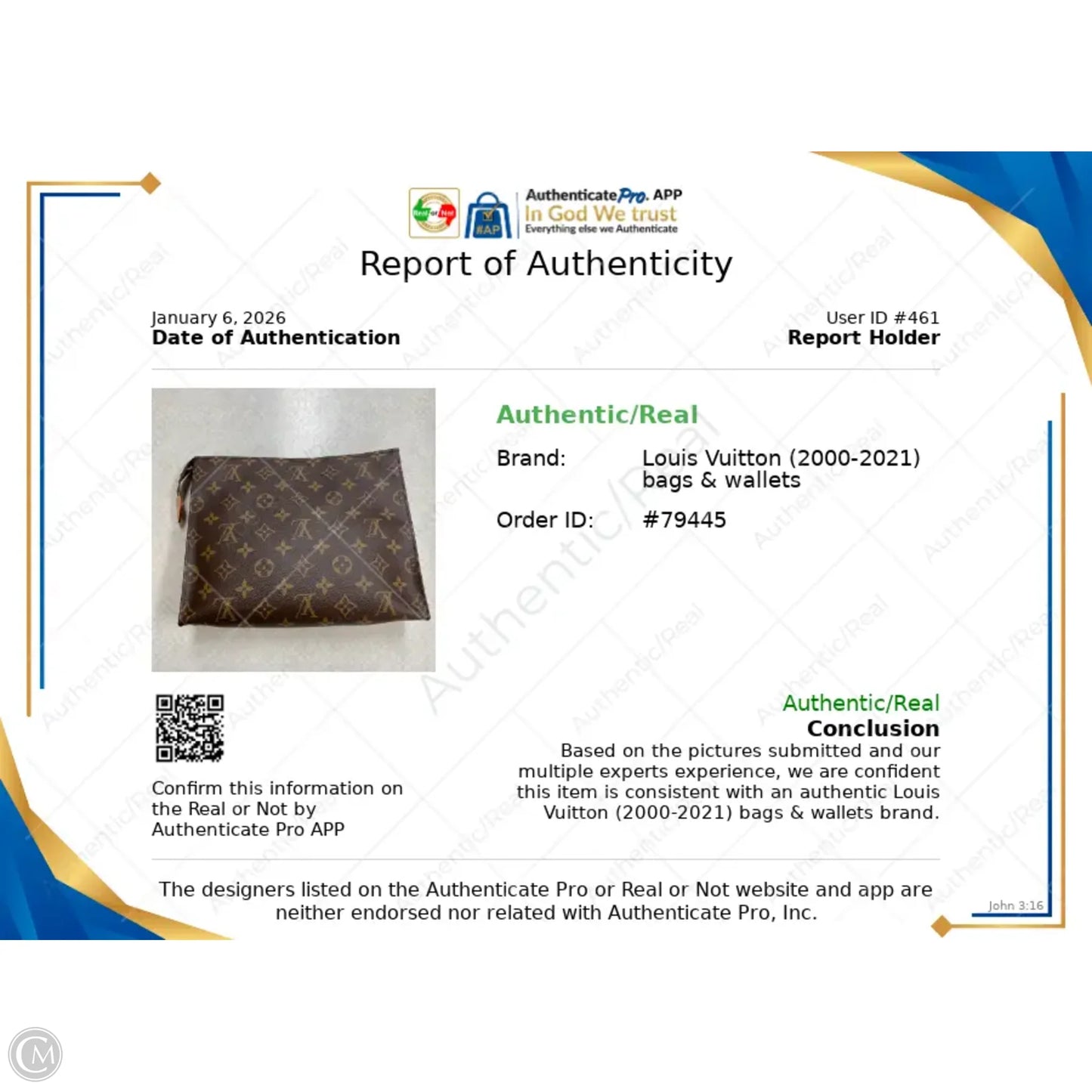 Makeup Bag Luxury Designer By Louis Vuitton, Size: Large