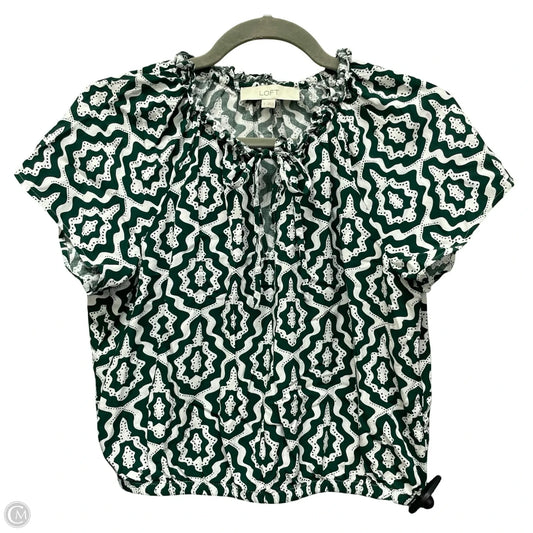 Top Short Sleeve By Loft In Green & White, Size: S