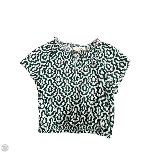 Top Short Sleeve By Loft In Green & White, Size: S
