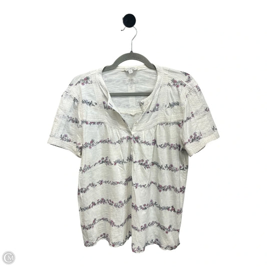 Top Short Sleeve By Lucky Brand In Purple & White, Size: L