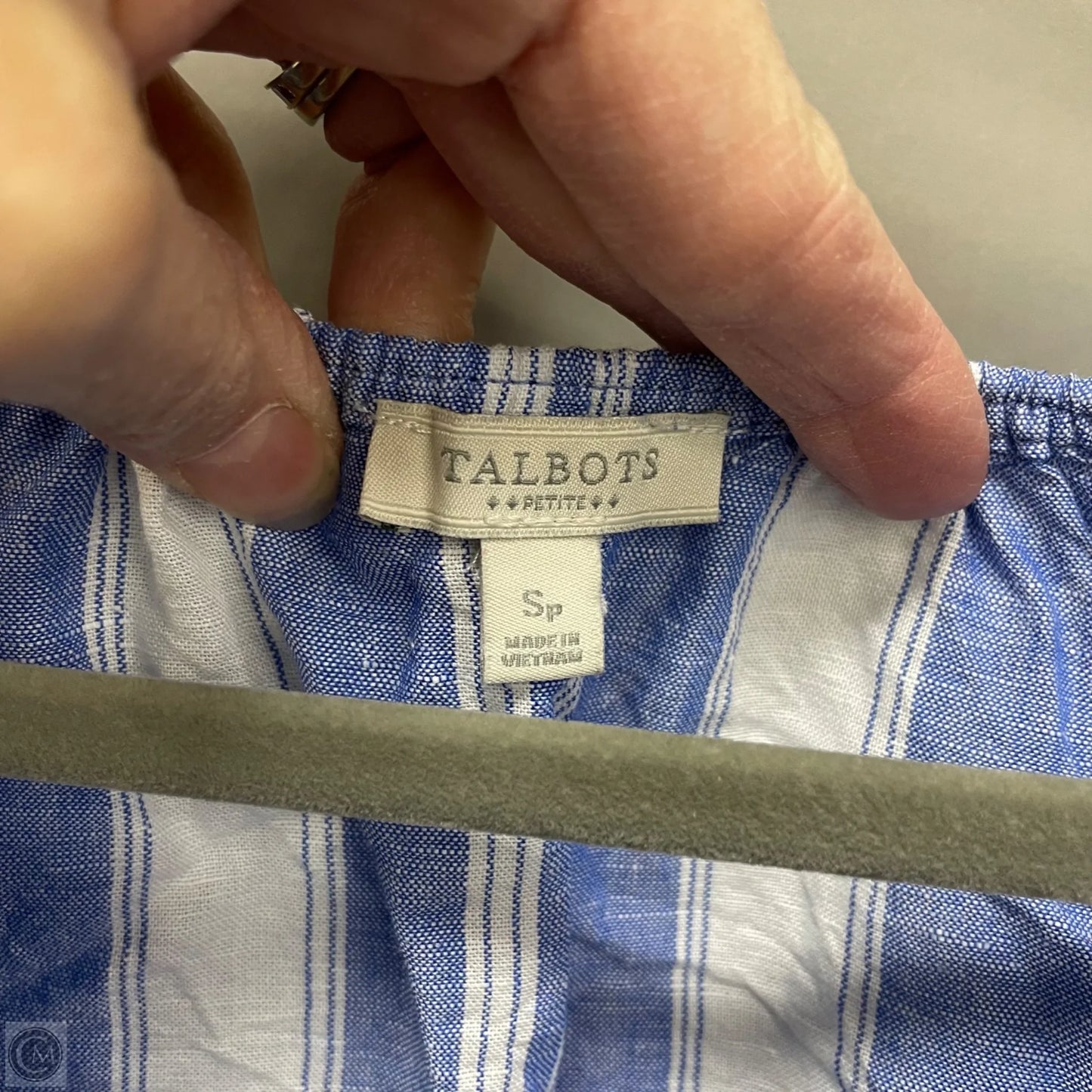 Top Short Sleeve By Talbots In Blue & White, Size: Sp