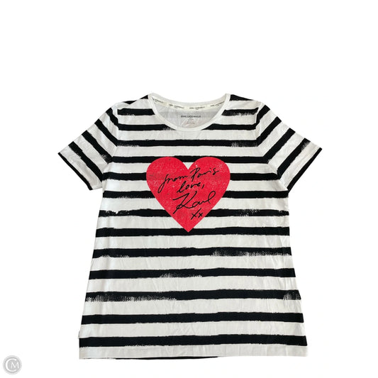 Top Short Sleeve Designer By Karl Lagerfeld In Black & White, Size: M