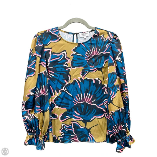 Top Long Sleeve By Crosby In Blue & Brown, Size: S