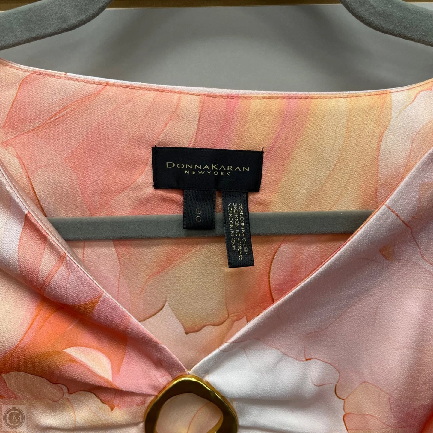 Top Sleeveless By Donna Karan In Orange & Pink, Size: L