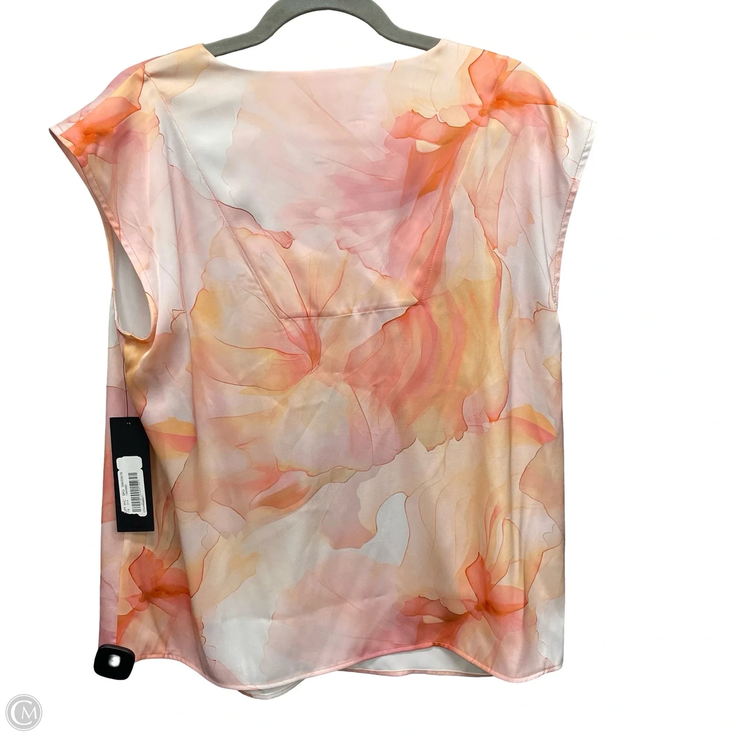 Top Sleeveless By Donna Karan In Orange & Pink, Size: L