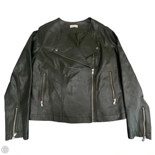 Jacket Moto By Loft In Green, Size: 14