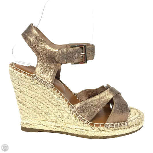 Sandals Heels Wedge By Joie In Gold, Size: 5