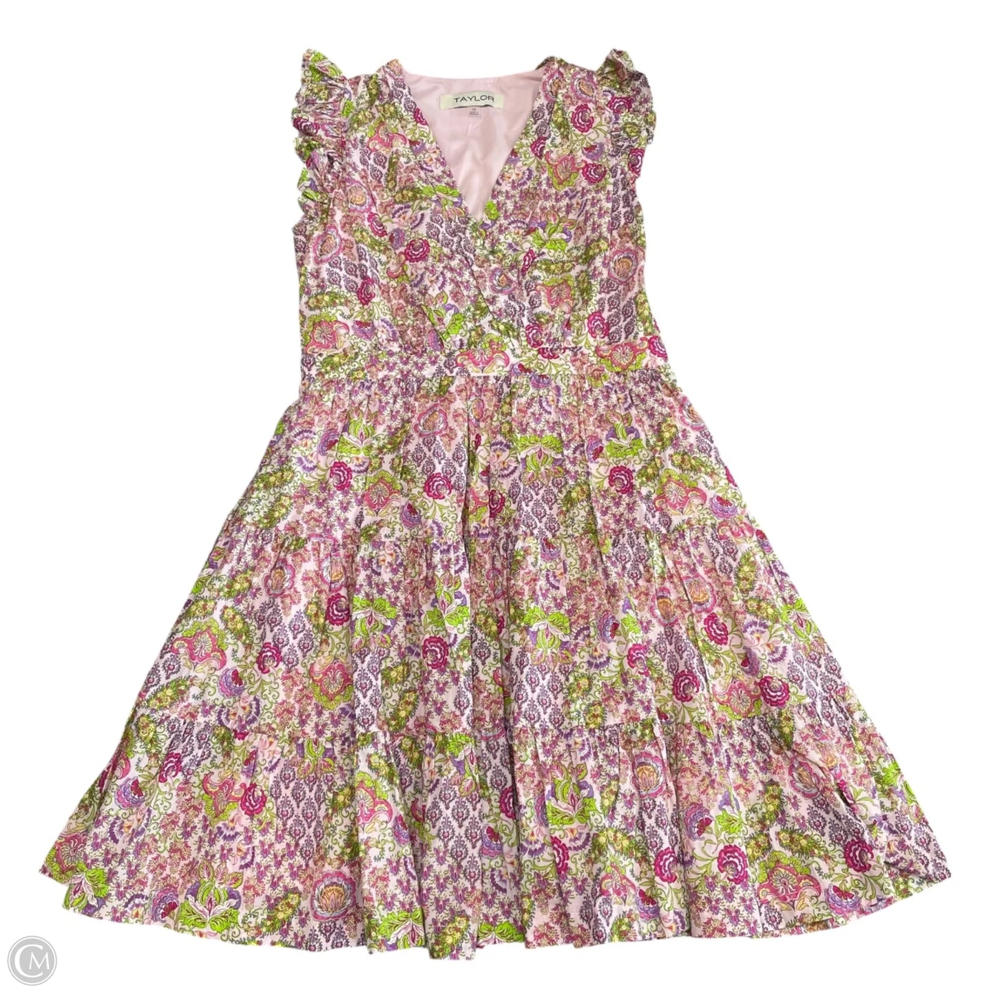 Dress Party Short By Taylor In Green & Pink, Size: 10