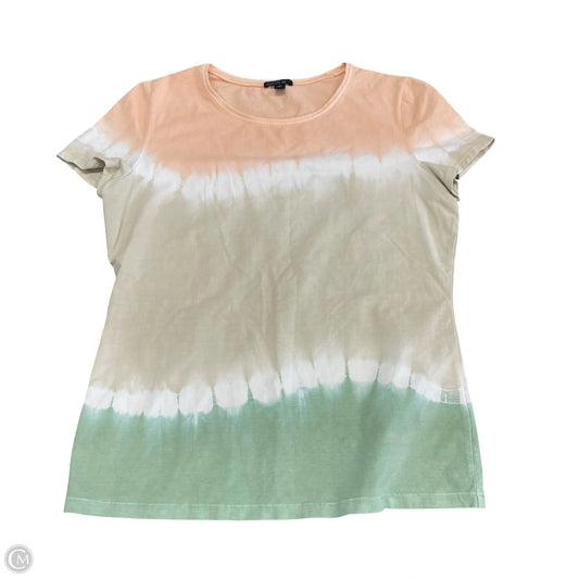Top Short Sleeve Designer By Lafayette 148 In Green & Pink, Size: M