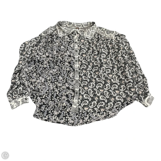 Blouse Long Sleeve By Free People In Black & White, Size: Xs
