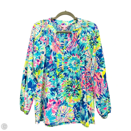 Top Long Sleeve By Lilly Pulitzer In Blue & Pink, Size: S