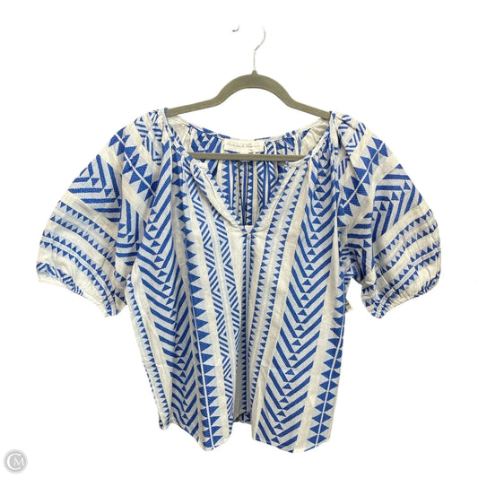 Top Short Sleeve By Chelsea And Theodore In Blue & White, Size: S