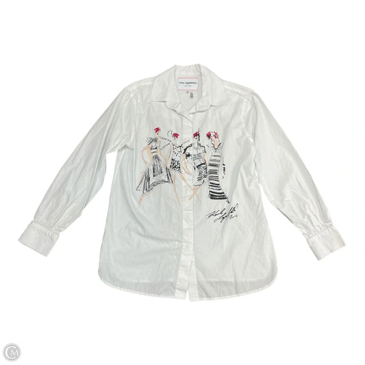 Top Long Sleeve Designer By Karl Lagerfeld In White, Size: Xs