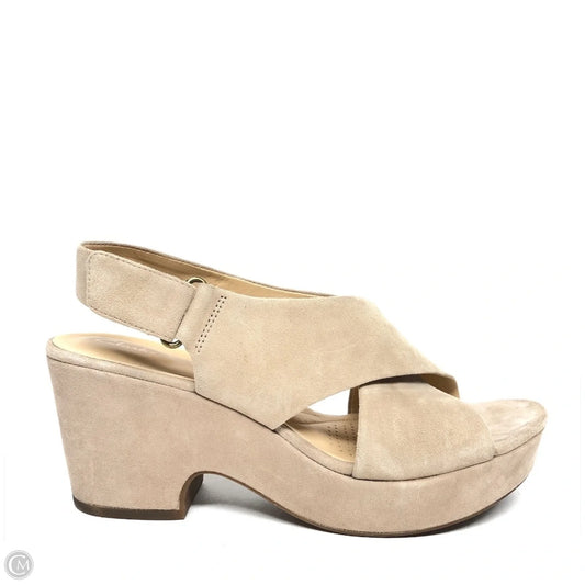 Sandals Heels Wedge By Clarks In Taupe, Size: 9