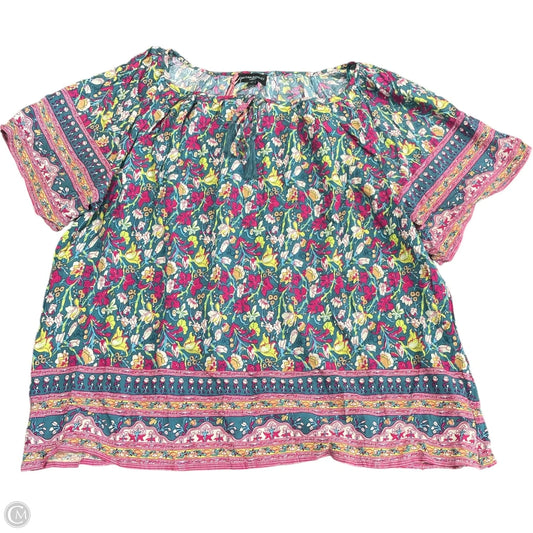 Top Short Sleeve By Cynthia Rowley In Green & Pink, Size: 1x