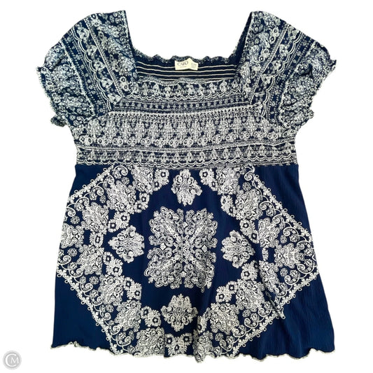 Top Short Sleeve By Cato In Blue & White, Size: 2x