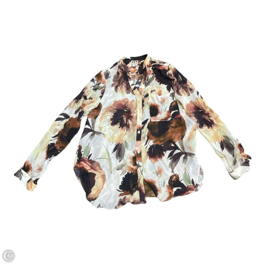 Blouse 3/4 Sleeve By Haute Hippie In Brown & Cream, Size: S