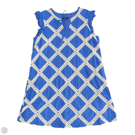 Dress Casual Short By Skies Are Blue In Blue & White, Size: 1x