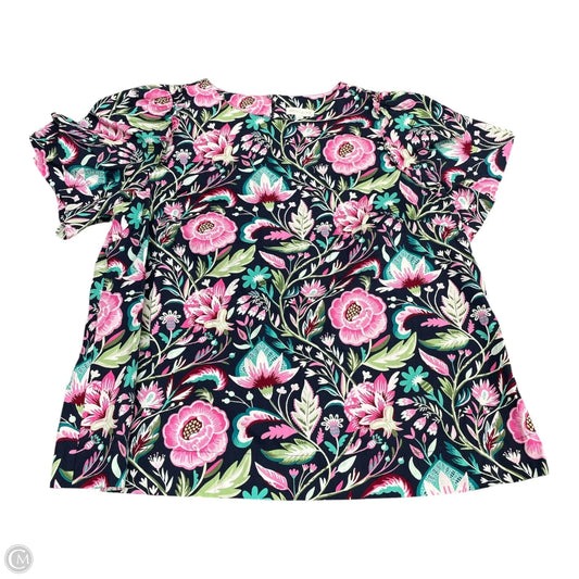 Top Short Sleeve By Crown And Ivy In Blue & Pink, Size: Xxl