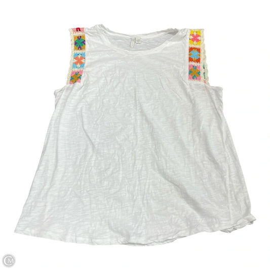 Top Sleeveless By Cato In White, Size: 1x
