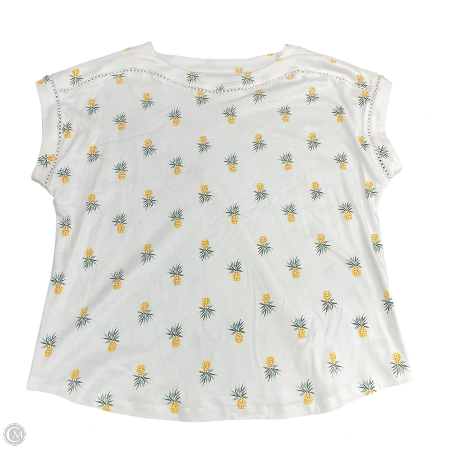 Top Short Sleeve By Kim Rogers In White, Size: Xxl