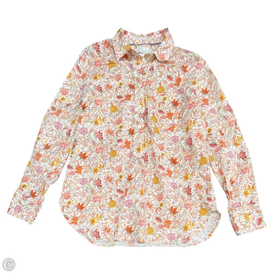 Top Long Sleeve By J. Crew In Orange & White, Size: 4