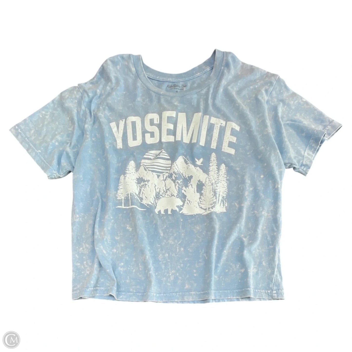 Top Short Sleeve Basic By Clothes Mentor In Blue & White, Size: M