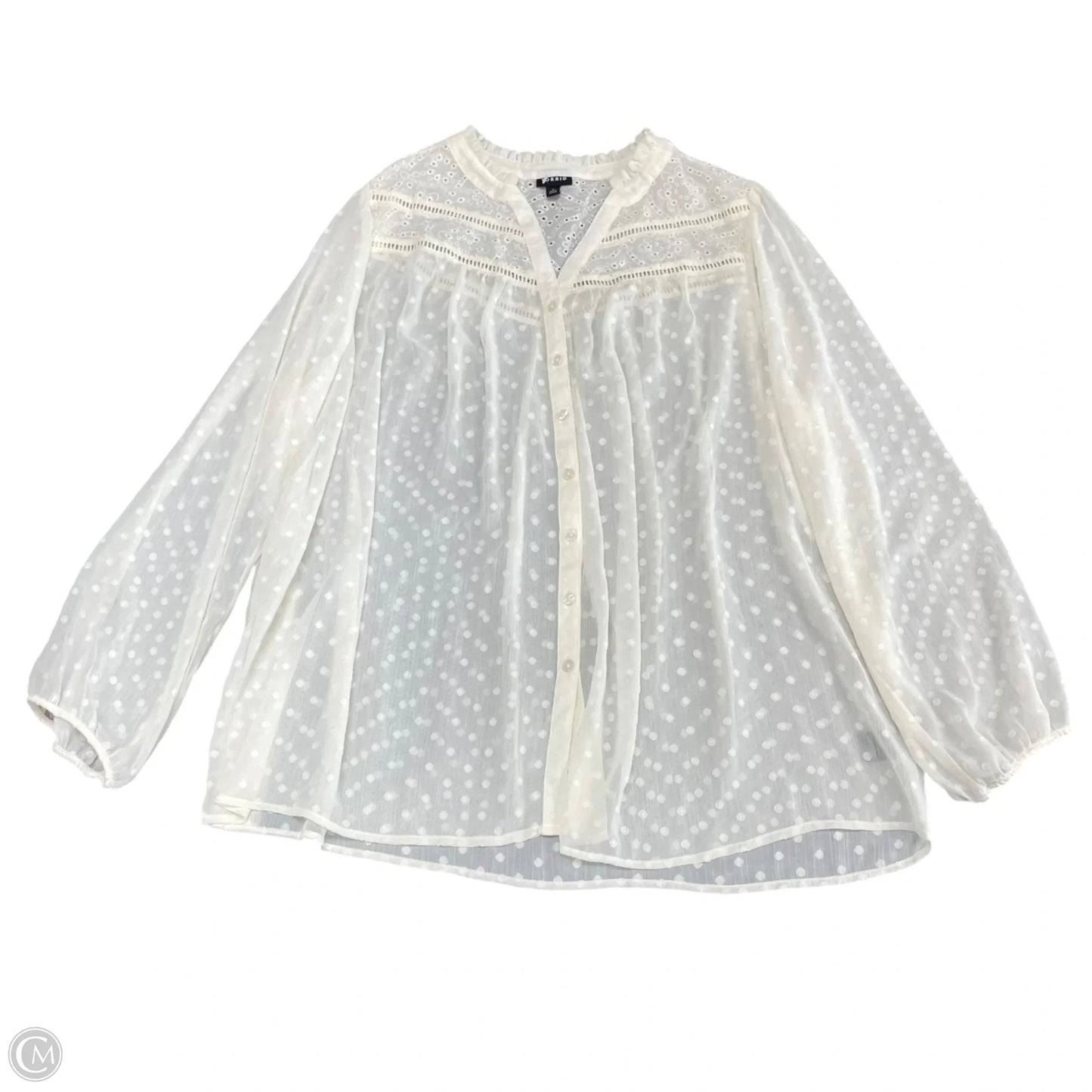 Blouse Long Sleeve By Torrid In Cream, Size: 3x