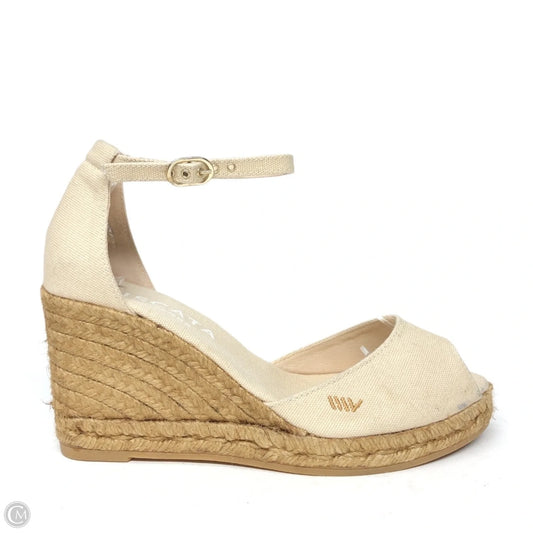Sandals Heels Wedge By Cmc In Cream, Size: 8.5