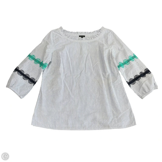 Top 3/4 Sleeve By Talbots In Blue & White, Size: M