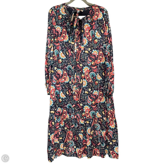 Dress Casual Midi By Loft In Blue & Red, Size: M