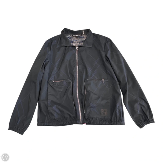 Jacket Designer By Karl Lagerfeld In Black & Blue, Size: L