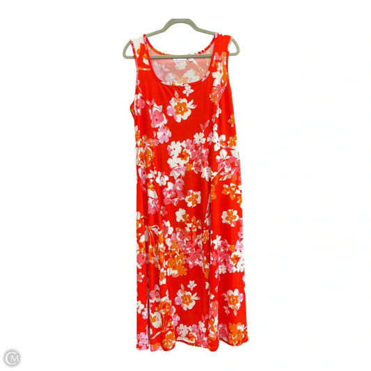 Dress Casual Midi By Susan Graver In Pink & Red, Size: M