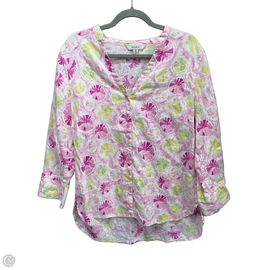 Top Long Sleeve By Zozo In Green & Pink, Size: L