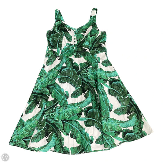 Dress Casual Midi By Clothes Mentor In Green & White, Size: 2x