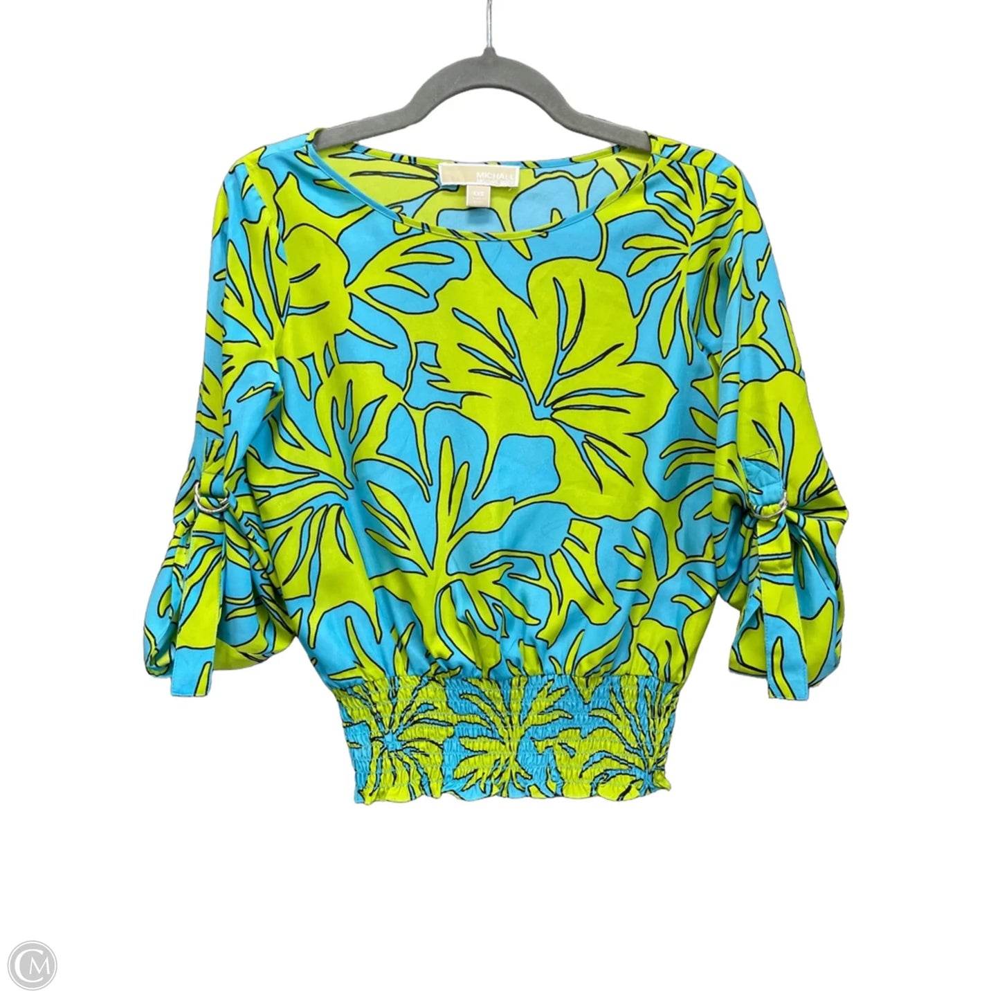 Top 3/4 Sleeve By Michael By Michael Kors In Blue & Green, Size: Xxs