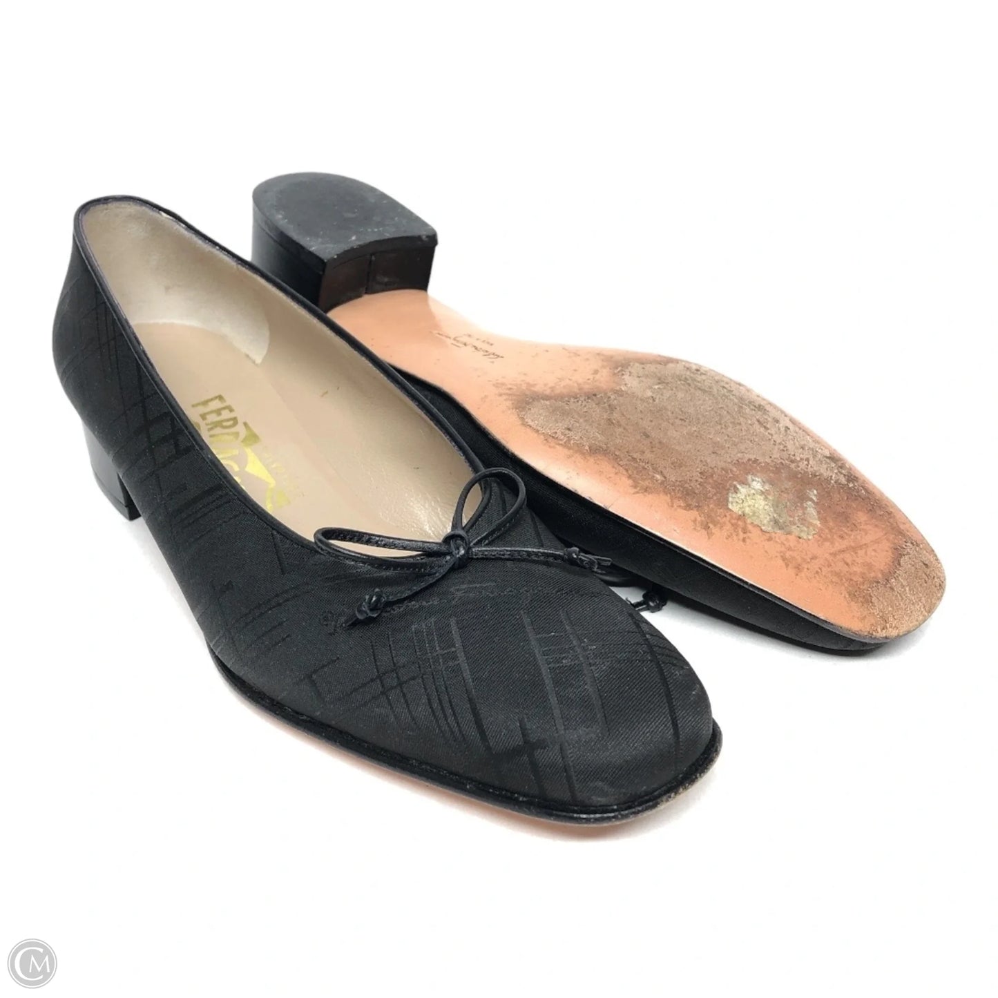 Shoes Luxury Designer By Ferragamo In Black, Size: 7.5
